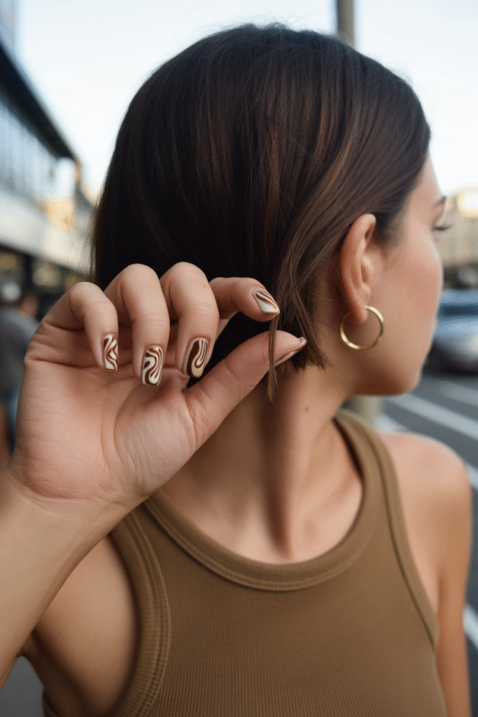 Square Nail Designs: 17 Simple, Clean Ideas for Minimalist Perfection 7 Abstract Swirls