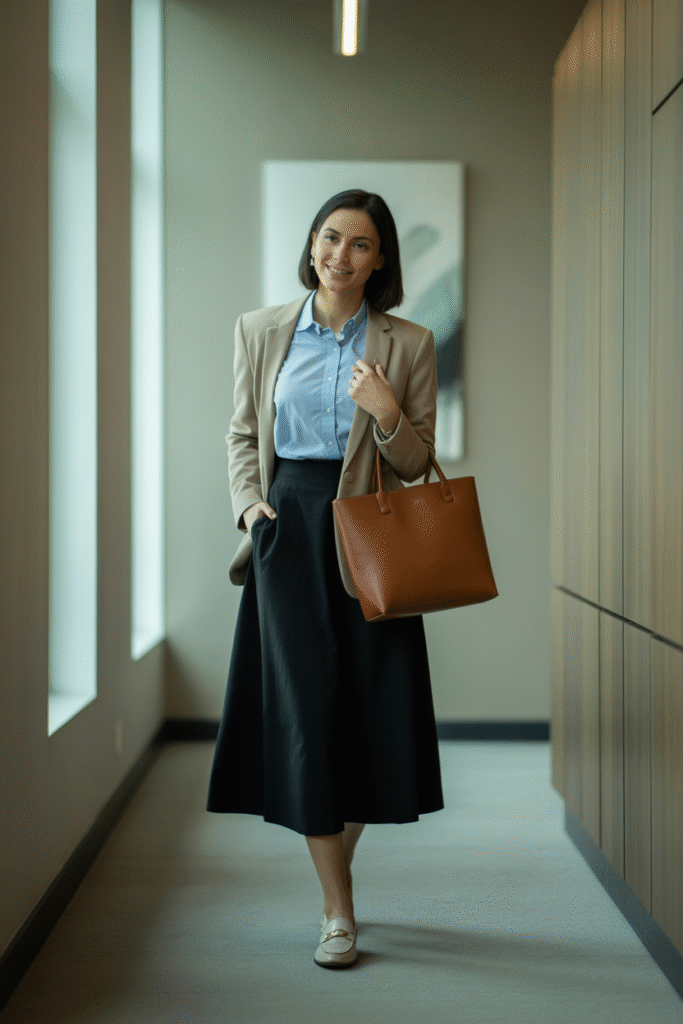 Blazer and A Line Skirt for Office Wear