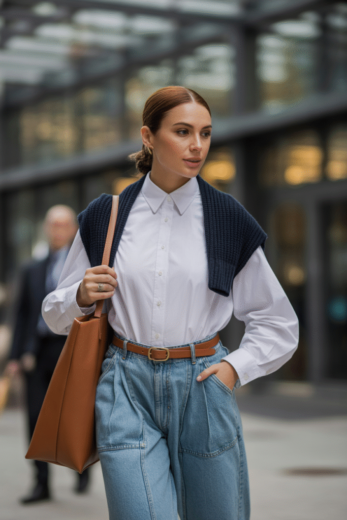 Baggy Jeans Outfit Ideas: Your Complete Style Guide for 2025 16 Button Up Shirt with Belt