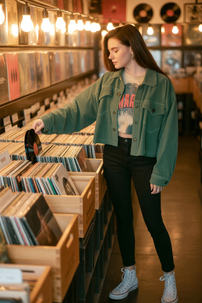 Corduroy Jacket and Graphic Tee