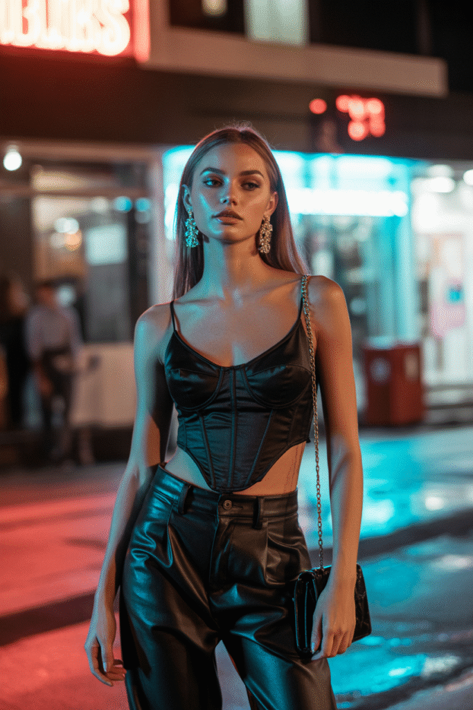 Corset Top and Leather Pants