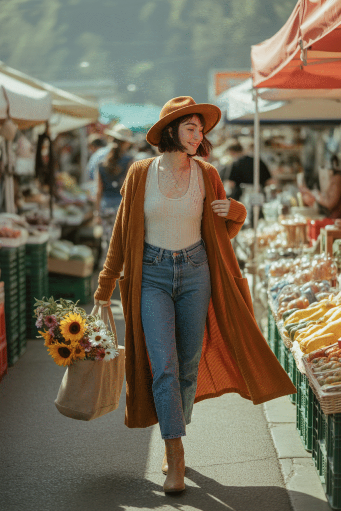 10 Fall Outfits With Jeans: Cozy, Chic and Totally Doable 5 Cozy Cardigan and High Waisted Jeans