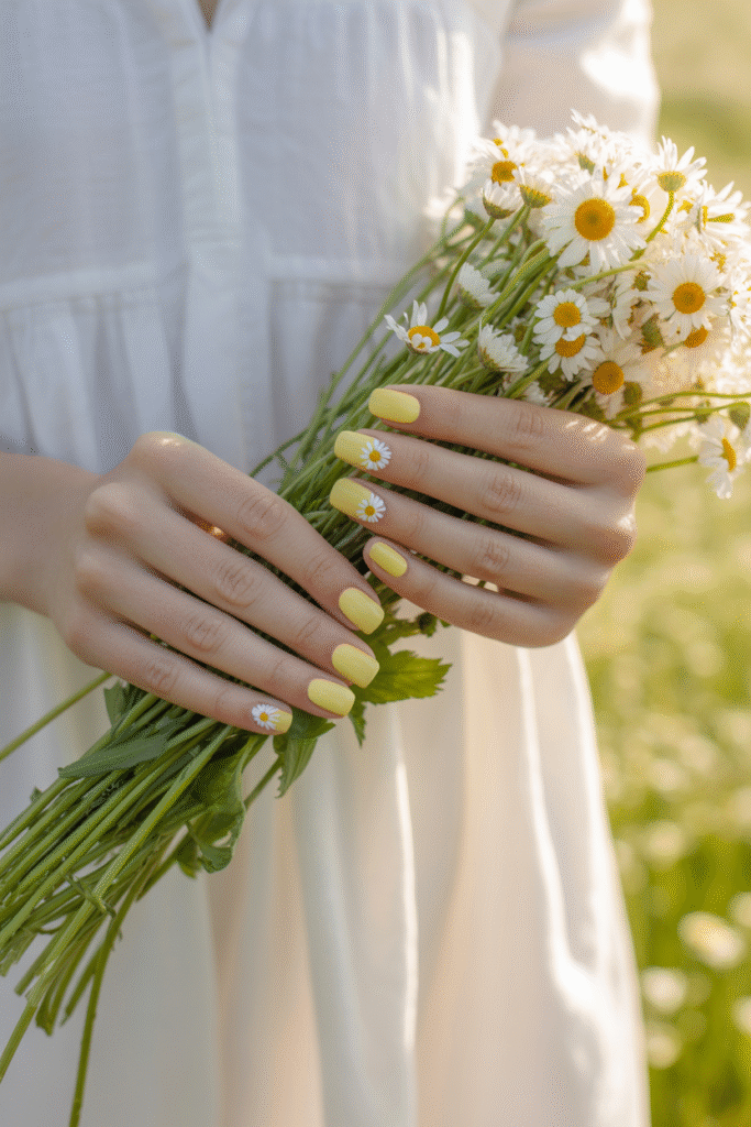 Square Nail Designs: 17 Simple, Clean Ideas for Minimalist Perfection 10 Cute Floral Daisies