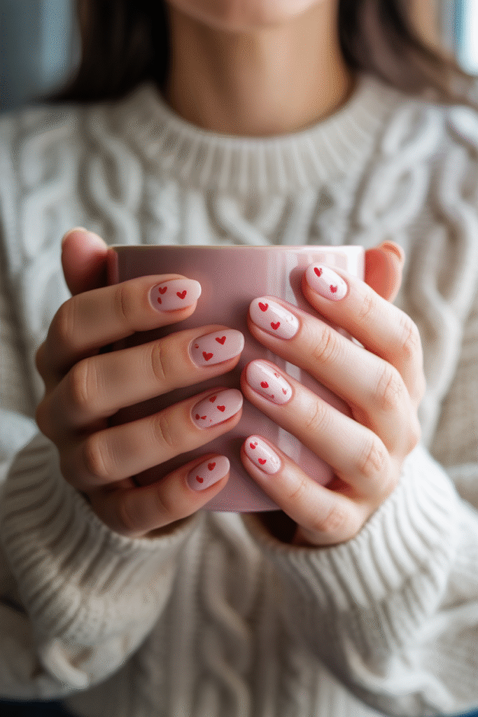 14 Stunning Red Nail Designs to Elevate Your Style 7 Delicate Red Hearts
