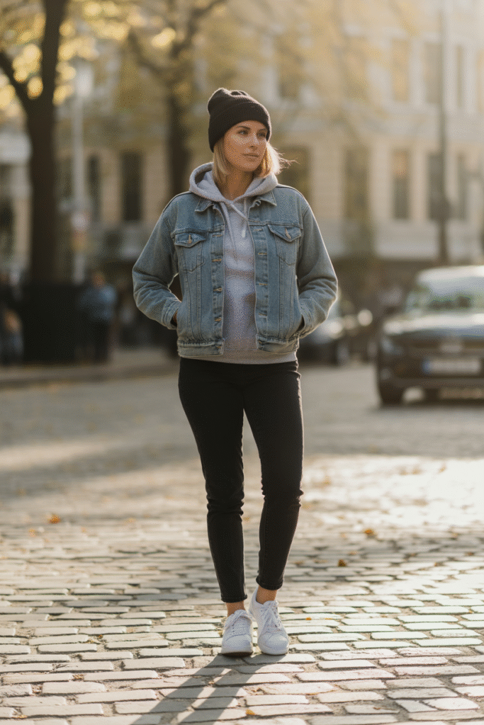 13 Fierce Fall Layered Outfits: Stay Toasty, Look Fabulous and Slay 4 Denim Jacket Over a Hoodie