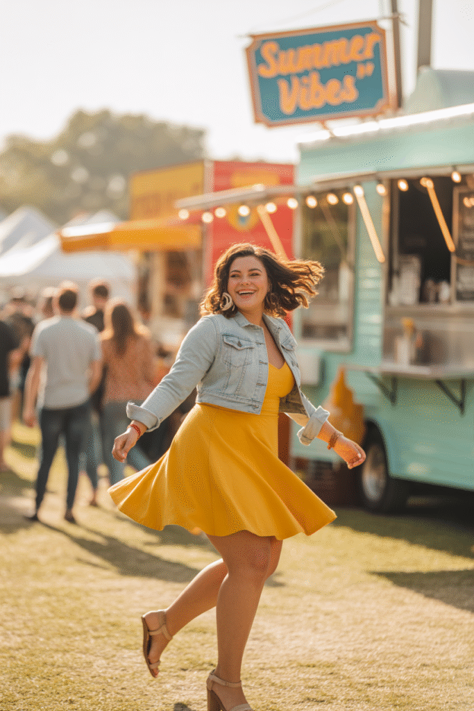 Denim Jacket with Fit and Flare Dress