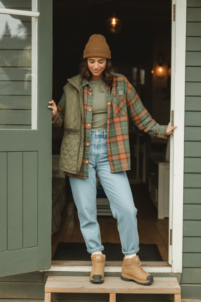 Flannel Shirt and Distressed Jeans