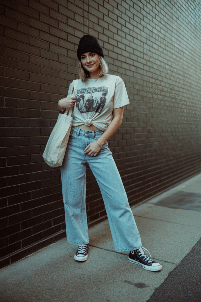 Graphic Tee and Converse