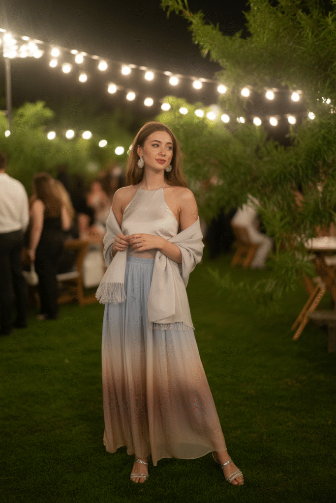 Halter Neck Top With Chiffon Skirt