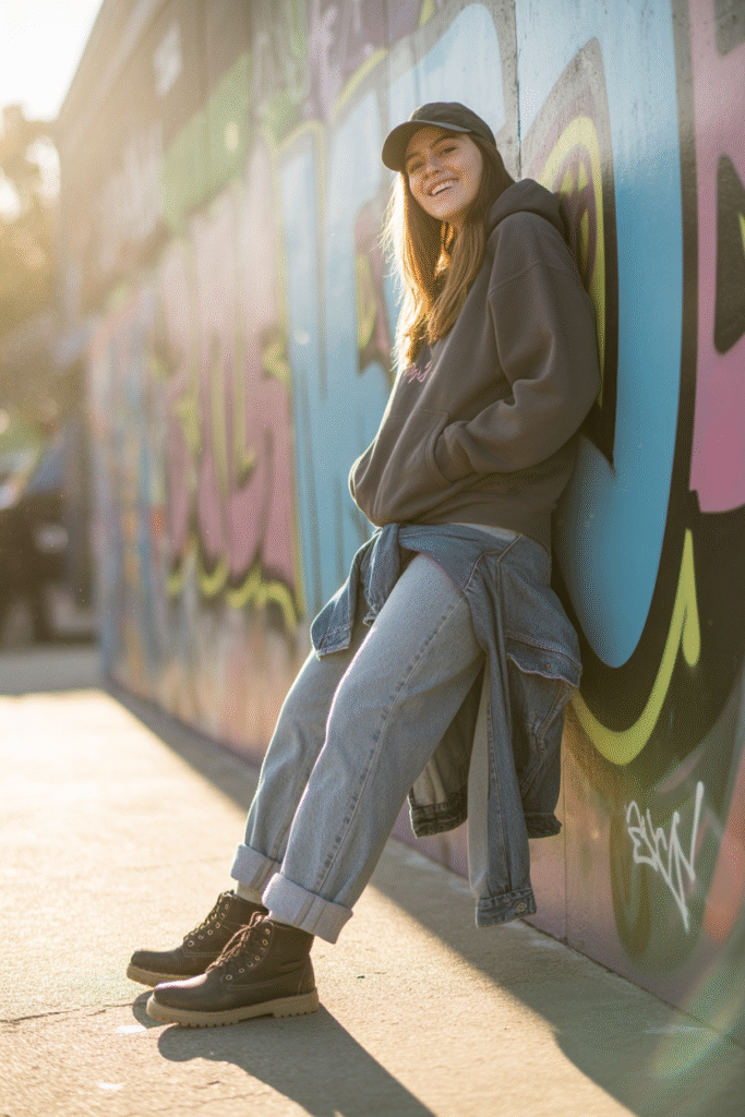 16 Fall Outfits With Cowgirl Boots to Elevate Your Autumn Wardrobe 14 Laid Back Hoodie and Jeans Outfit