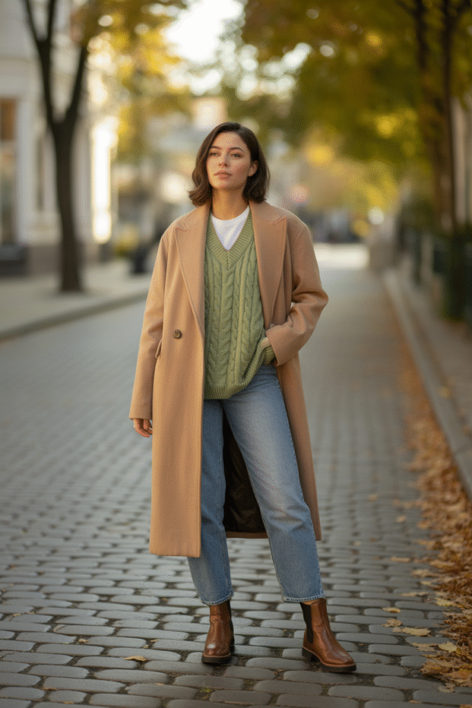 13 Fierce Fall Layered Outfits: Stay Toasty, Look Fabulous and Slay 6 Long Coat with a Sweater Vest and Tee