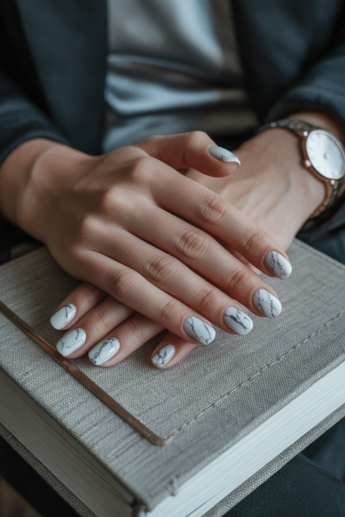 Square Nail Designs: 17 Simple, Clean Ideas for Minimalist Perfection 14 Marble Effect