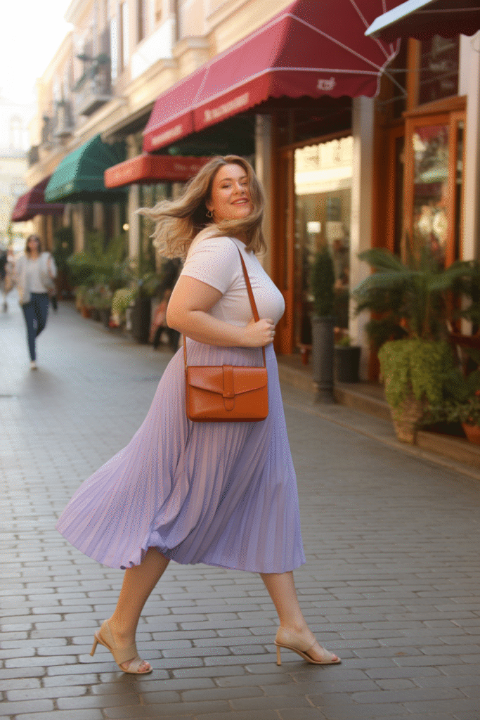 Midi Skirt with a Fitted Tee
