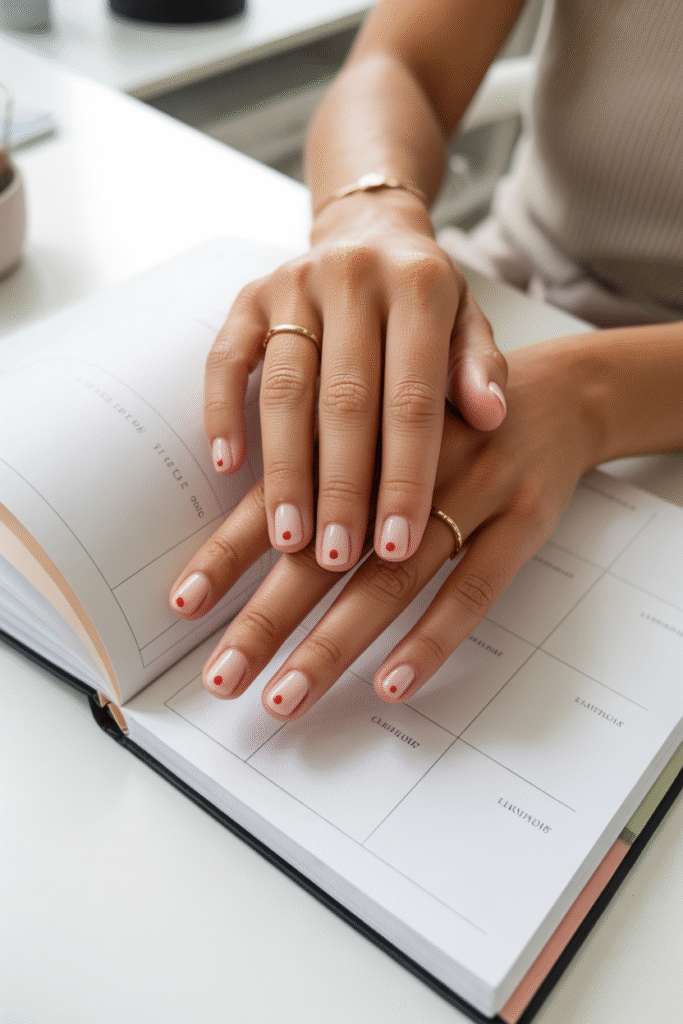 14 Stunning Red Nail Designs to Elevate Your Style 4 Minimalist Red Dots