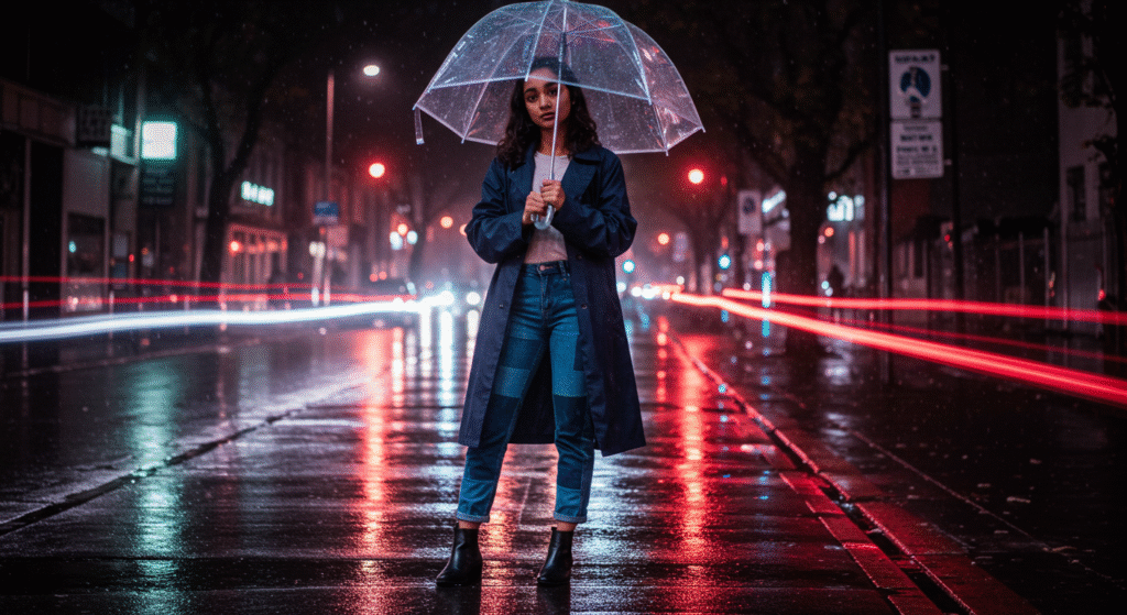 Patchwork Denim Jeans: How to Style and Why They’re Making a Major Comeback 2025 6 Neon Rain Street Shot Slim Patchwork Jeans