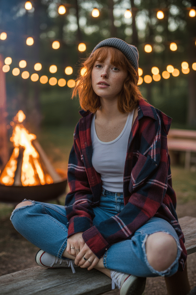 10 Fall Outfits With Jeans: Cozy, Chic and Totally Doable 6 Plaid Shirt and Distressed Jeans