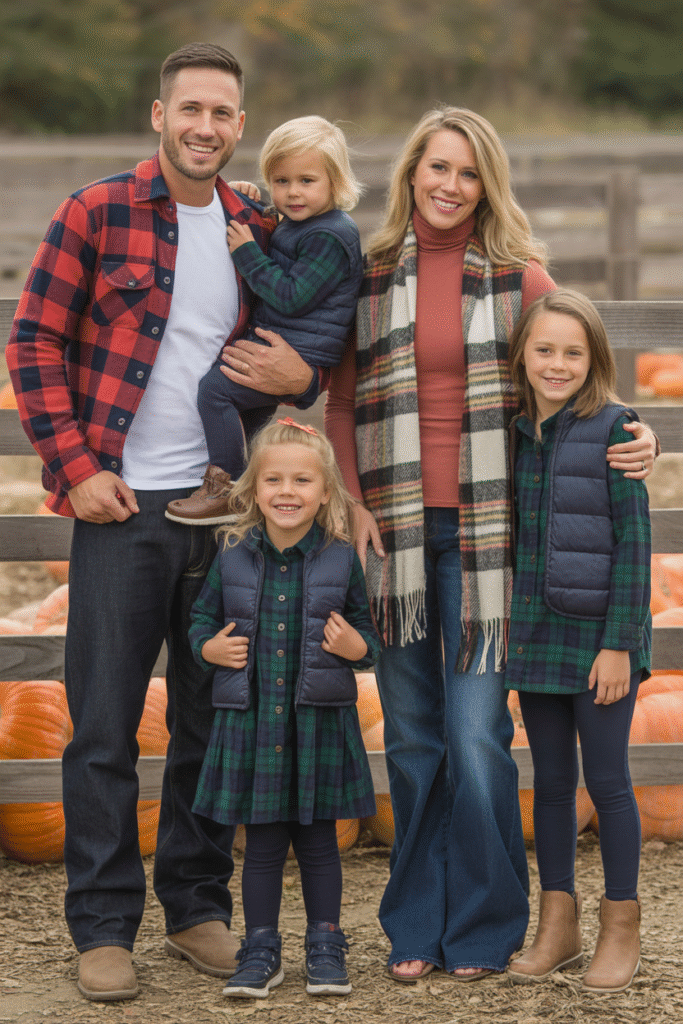 14 Fall Family Photo Outfits Ideas for Picture-Perfect Memories 3 Plaid and Flannel for a Cozy Look