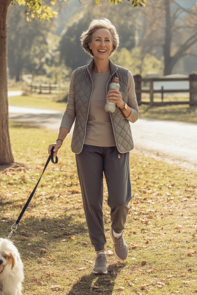 Quilted Vest and Comfortable Pants 1
