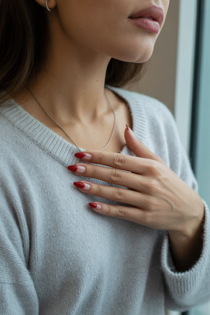 14 Stunning Red Nail Designs to Elevate Your Style 3 red-nail-designs-classic-french-tips