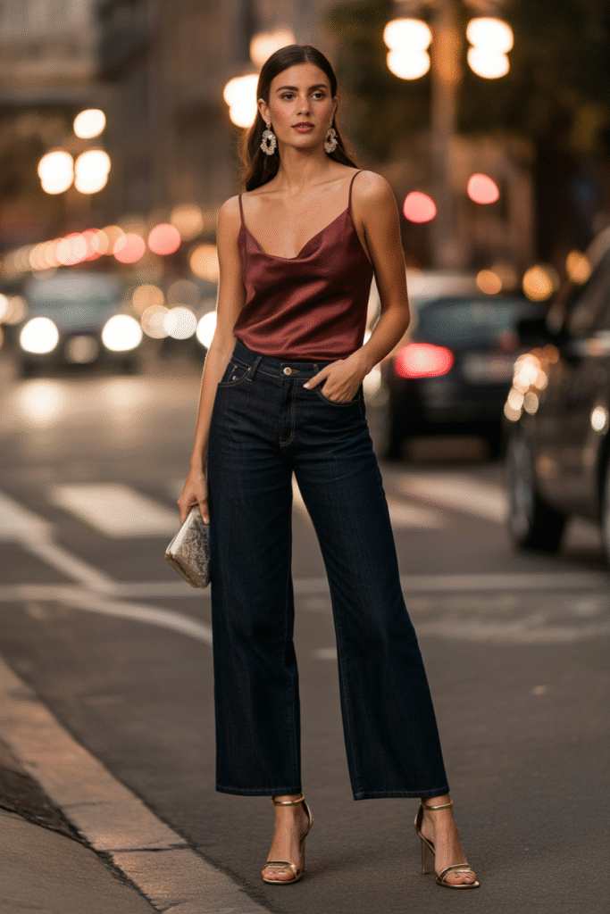 Satin Camisole and Strappy Heels