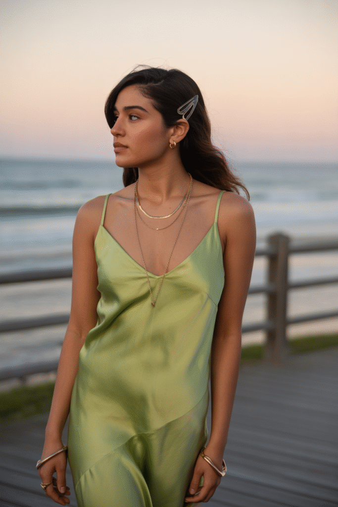 10 Stylish Party Outfits Ideas for Women to Elevate Your Look 2 Silk Slip Midi and Skinny Tie Up Sandals