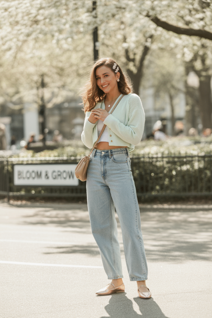 Baggy Jeans Outfit Ideas: Your Complete Style Guide for 2025 4 Spring Cropped Cardigan