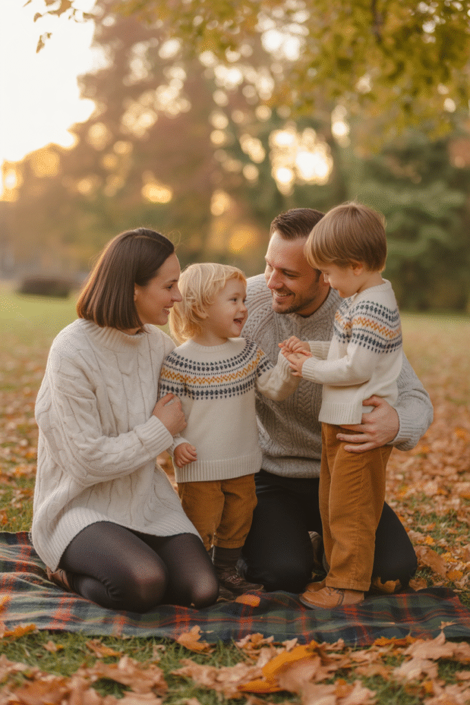 14 Fall Family Photo Outfits Ideas for Picture-Perfect Memories 5 Sweater Weather Layers
