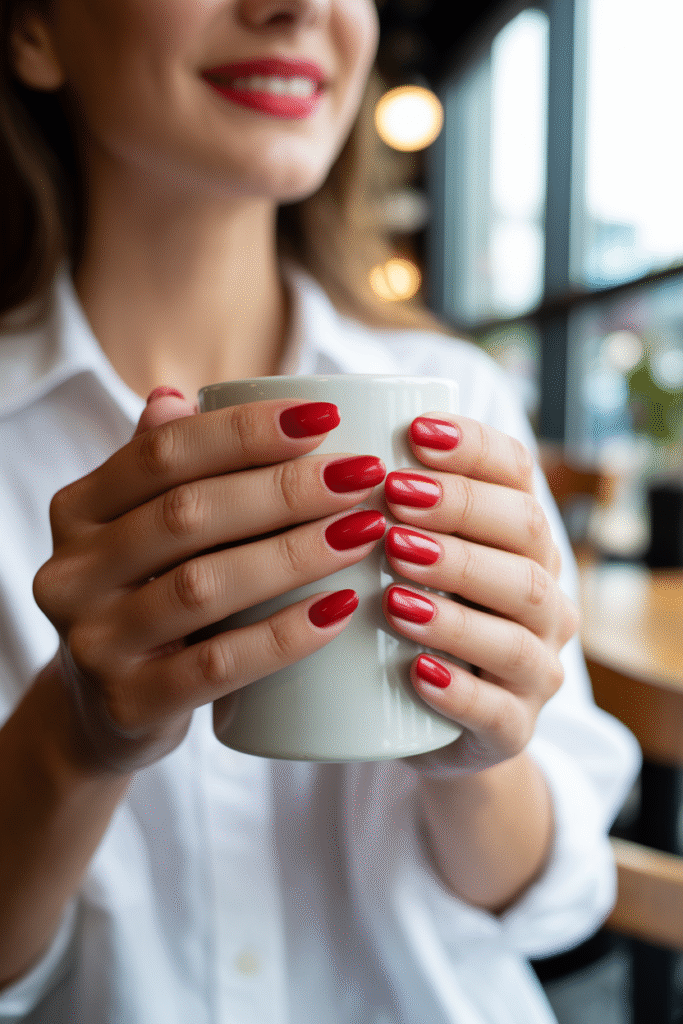 14 Stunning Red Nail Designs to Elevate Your Style 2 The Classic Red Manicure