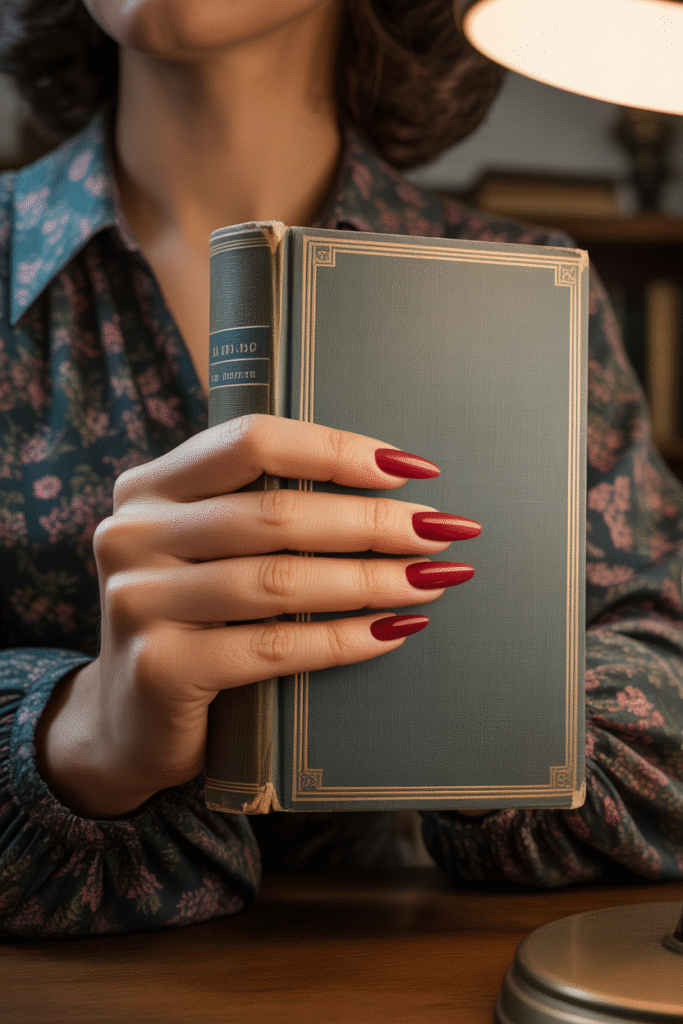 14 Stunning Red Nail Designs to Elevate Your Style 5 The Half Moon Manicure 1