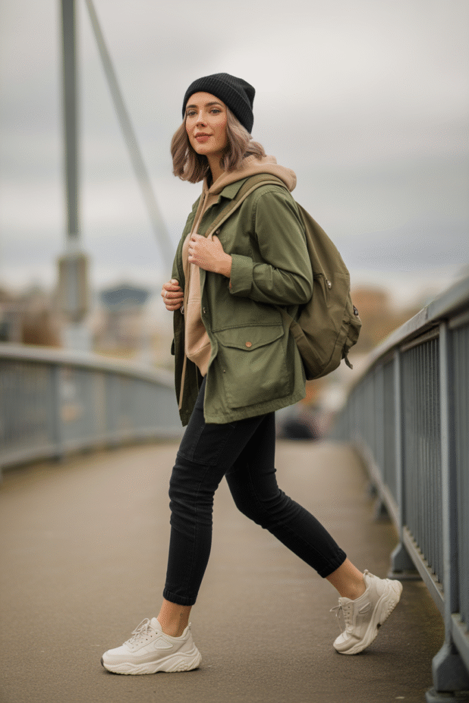 17 Trendy Fall Outfit Ideas to Refresh Your Wardrobe 15 Utility Jacket and Hoodie
