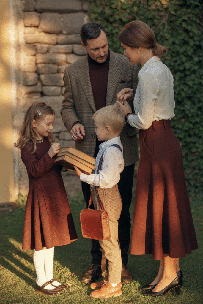 14 Fall Family Photo Outfits Ideas for Picture-Perfect Memories 13 Vintage Inspired Tweed and Wool