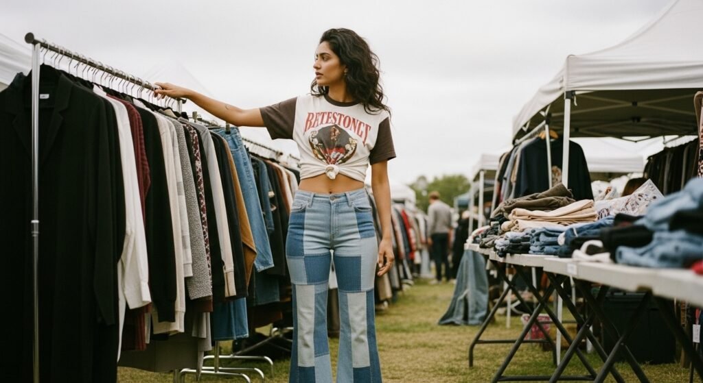 Patchwork Denim Jeans: How to Style and Why They’re Making a Major Comeback 2025 9 Vintage Market Flared Patchwork Denim Find
