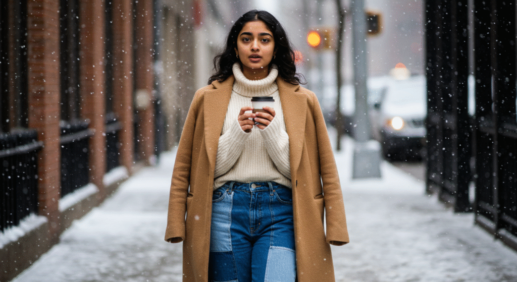 Patchwork Denim Jeans: How to Style and Why They’re Making a Major Comeback 2025 10 Winter Street Style Fleece Lined Patchwork