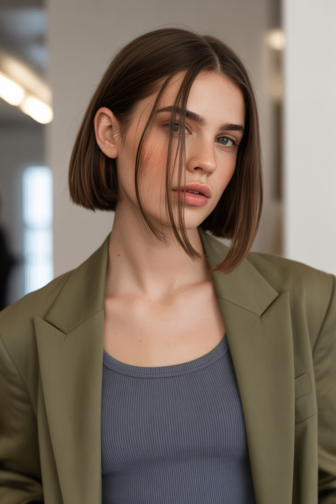 13 Stunning Bob Haircuts with Curtain Bangs for Every Face Shape 6 A Line Bob with Curtain Fringe
