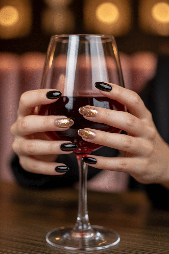 12 Captivating Short Almond Acrylic Nail: Chic Designs for 2025 7 A Touch of Gold Foil