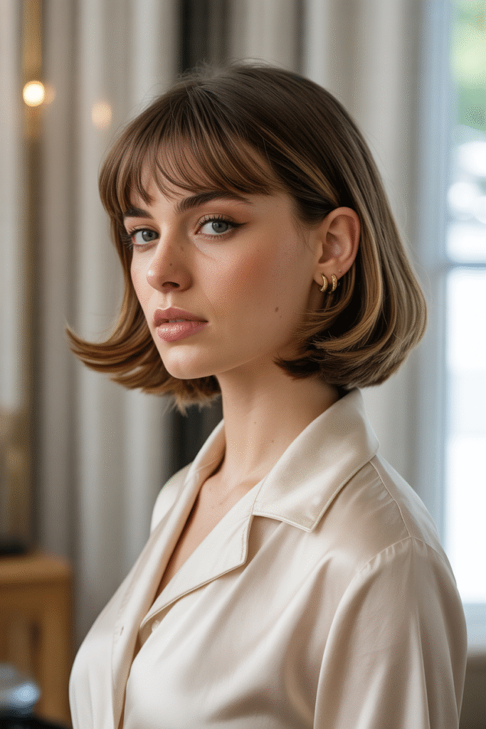 13 Stunning Bob Haircuts with Curtain Bangs for Every Face Shape 12 Bottleneck Bangs on a Bob