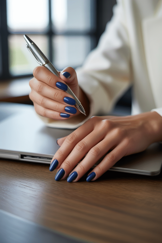 18 Stunning Trendy Blue Nails Design for Every Style and Occasion 2 Classic Solid Blue
