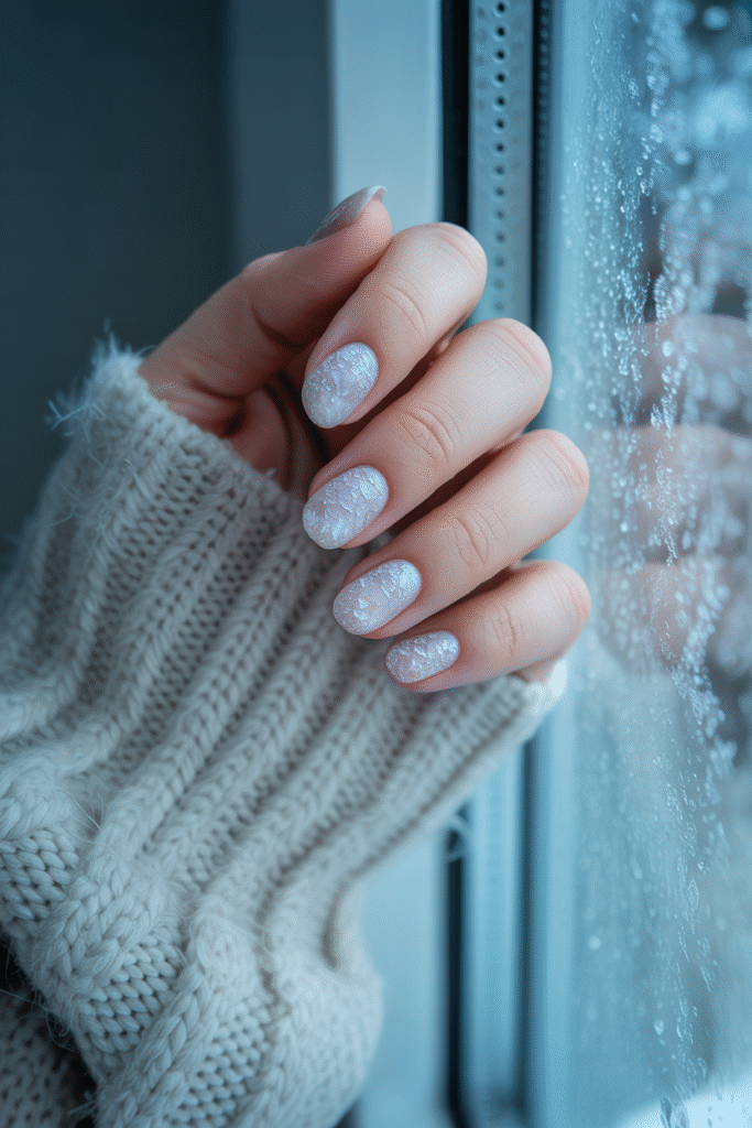 18 Stunning Trendy Blue Nails Design for Every Style and Occasion 17 Icy Blue with Sugar Effect