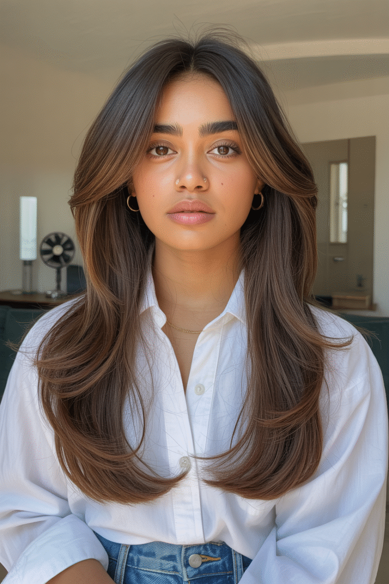 10 Long Layers with Curtain Bangs for a Fresh Look