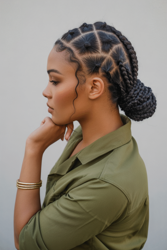 14 Effortlessly Chic Low Bun Hairstyles for Black Women 7 Low Bun with Twists