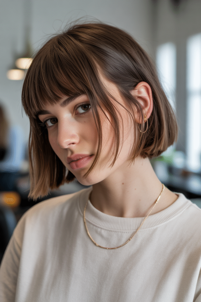 13 Stunning Bob Haircuts with Curtain Bangs for Every Face Shape 14 Micro Bob with Soft Curtain Fringe