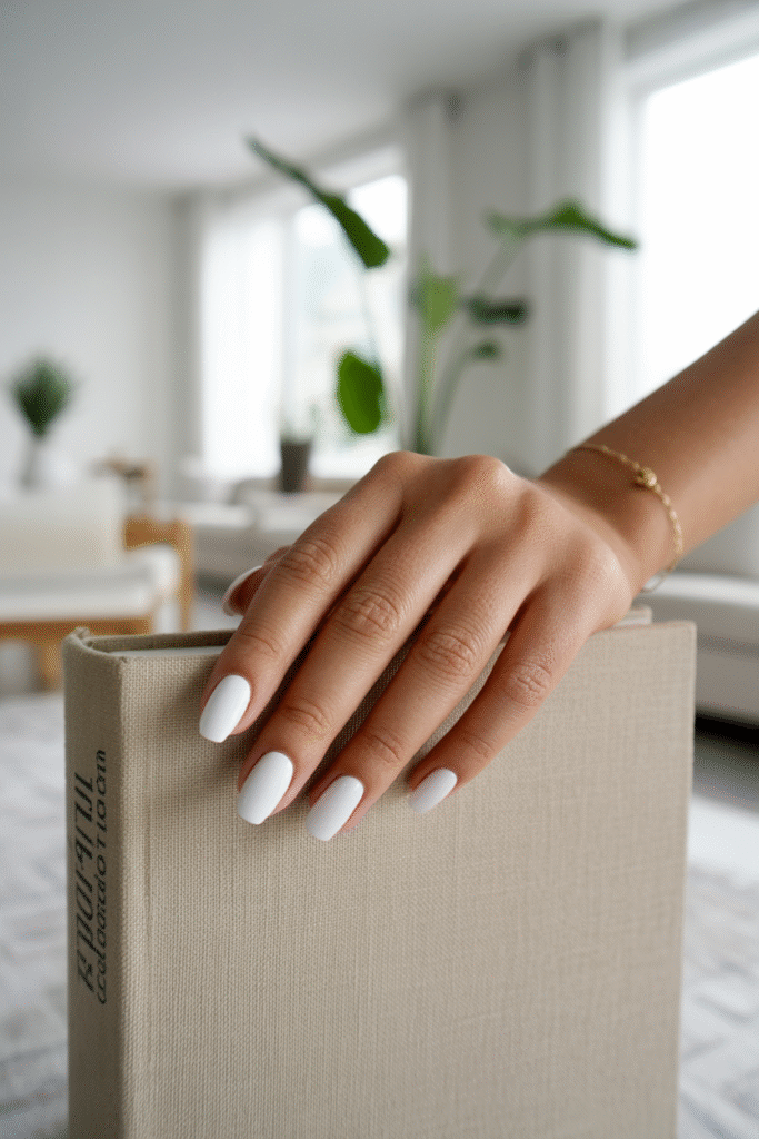 12 Captivating Short Almond Acrylic Nail: Chic Designs for 2025 4 Minimalist Solid White