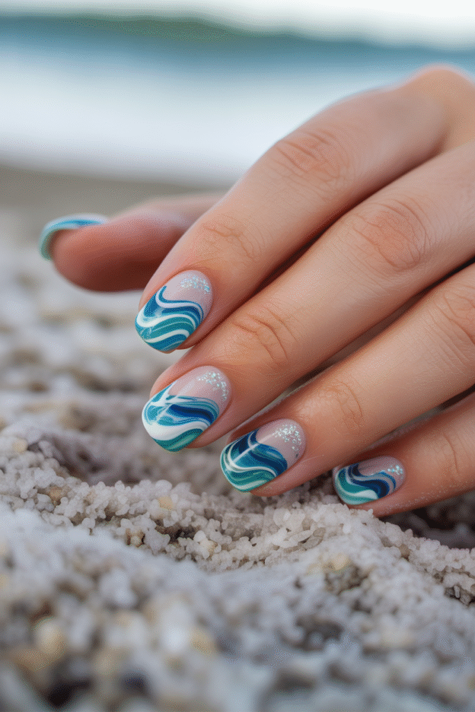 18 Stunning Trendy Blue Nails Design for Every Style and Occasion 5 Ocean and Wave Inspired Designs