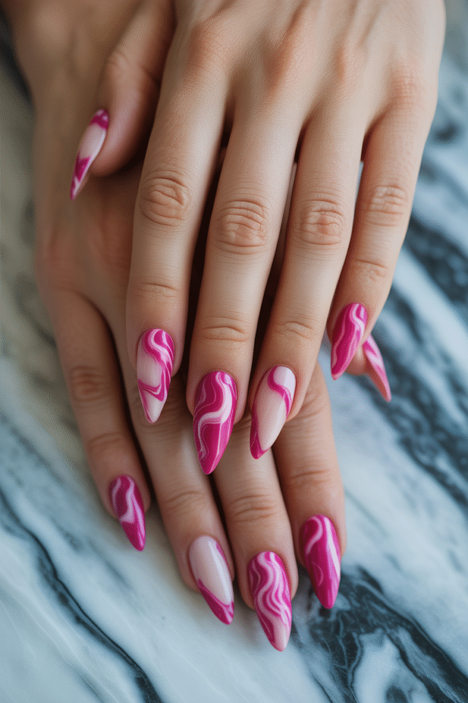 Pretty in Pink: 14 Must-Try Pink Nail Designs for Every Mood 8 Pink Marble Nails