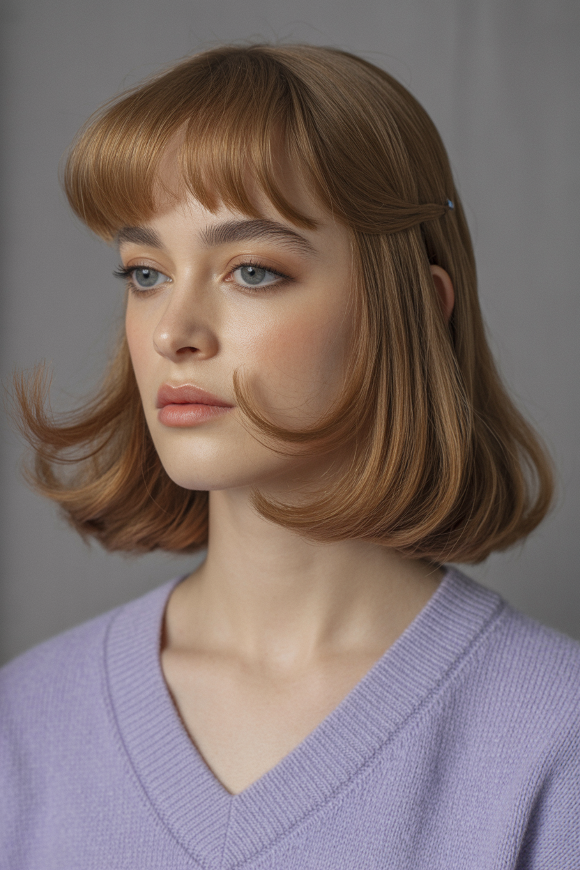 Shoulder Length with Curtain Bangs
