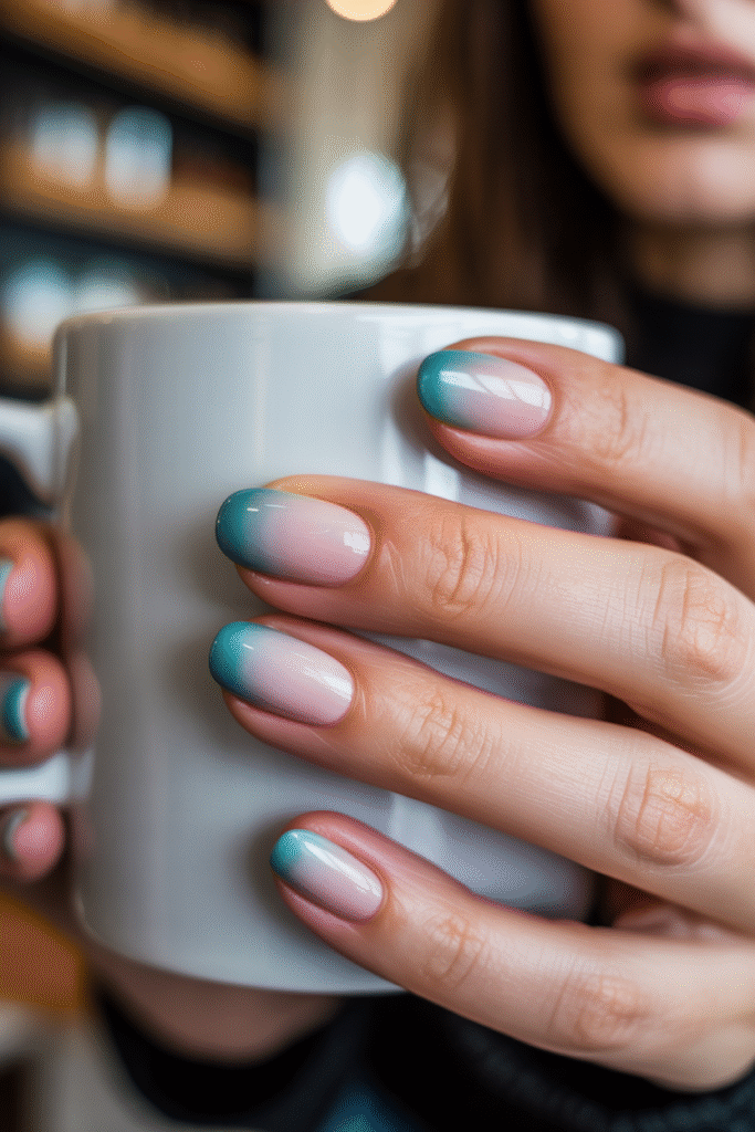 14 Gorgeous Pink and Teal Nail Designs Ideas for Every Occasion 3 Subtle Pink and Teal Ombre