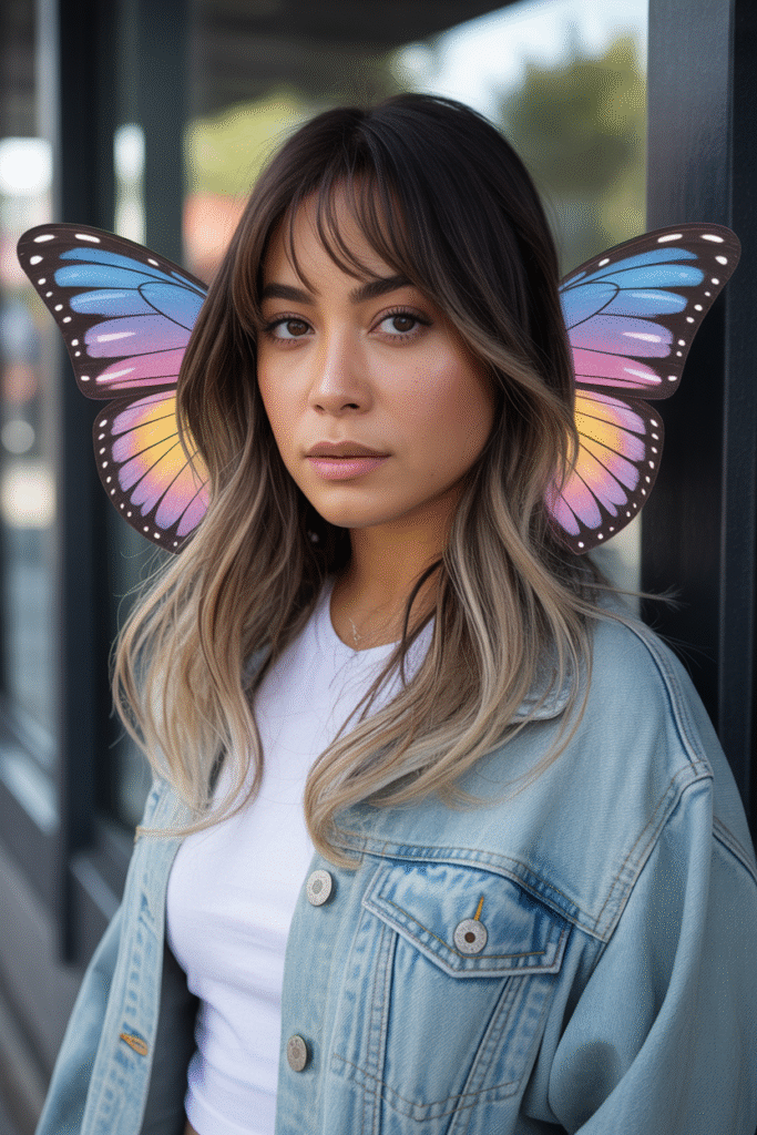 12 Butterfly Haircut Ideas with Curtain Bangs (2025) 12 The Colorful Butterfly