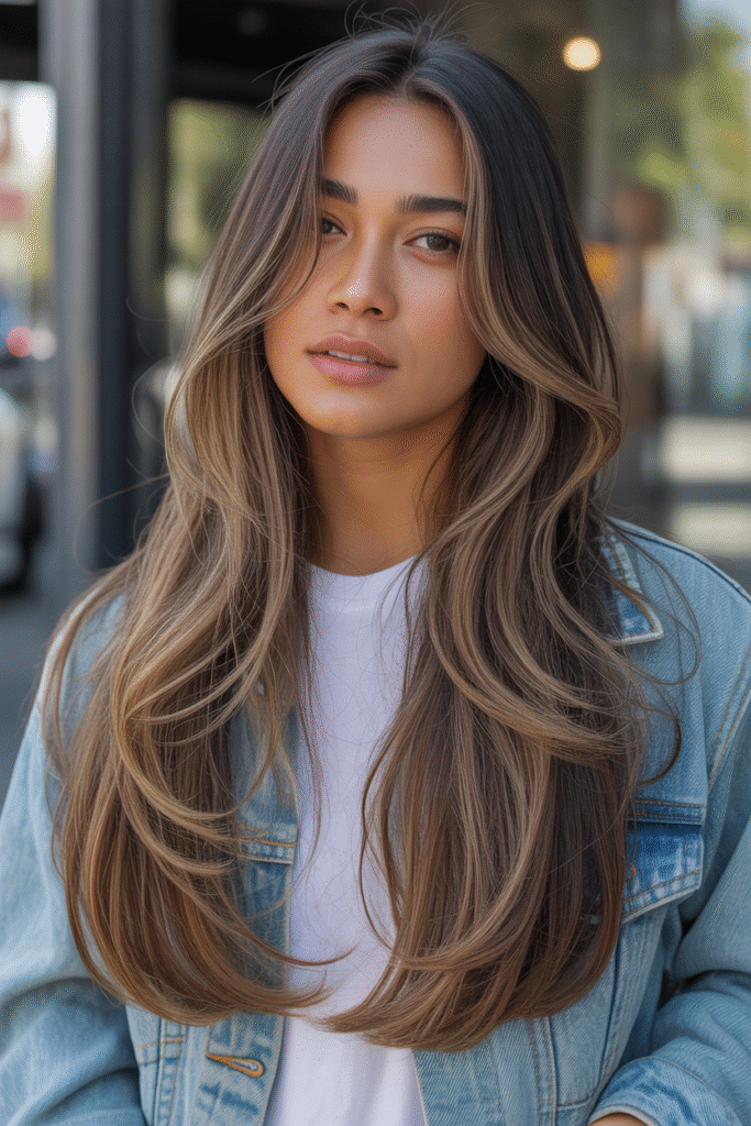 10 Long Layers with Curtain Bangs for a Fresh Look 9 The JLo Glow Layers