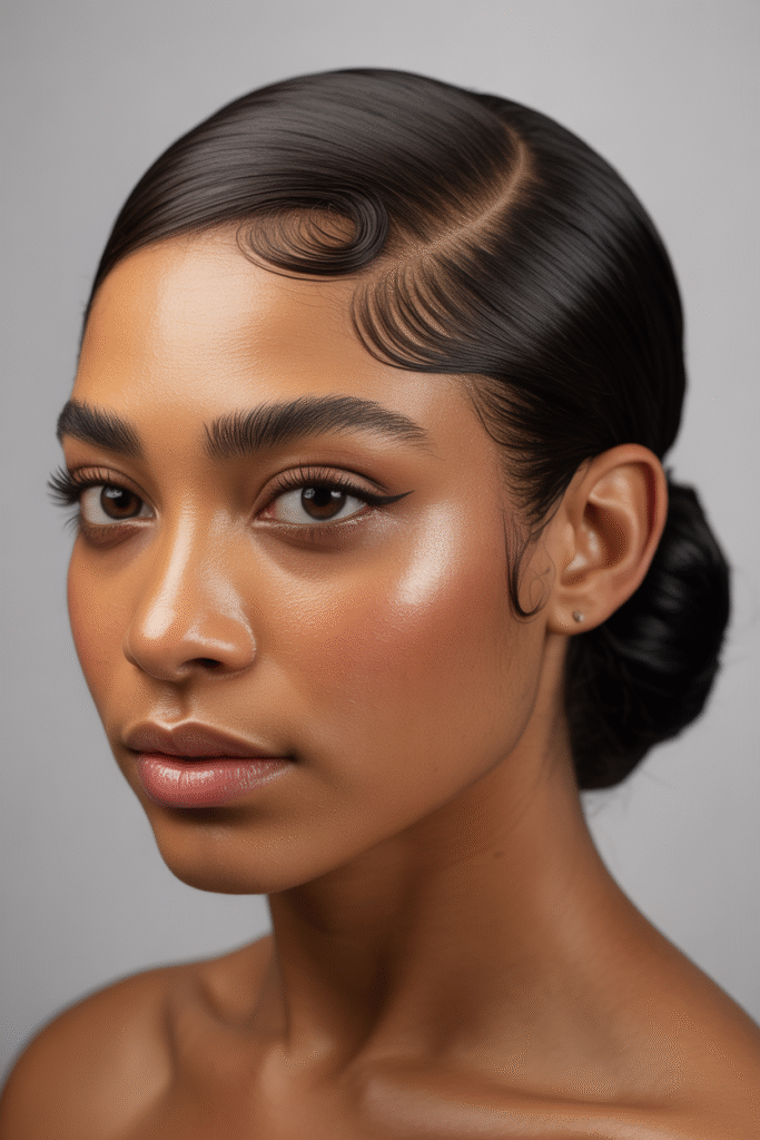 14 Effortlessly Chic Low Bun Hairstyles for Black Women 3 The Middle Part Low Bun