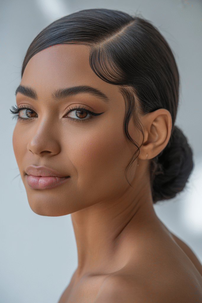 14 Effortlessly Chic Low Bun Hairstyles for Black Women 4 The Side Part Low Bun